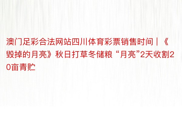 澳门足彩合法网站四川体育彩票销售时间 | 《毁掉的月亮》秋日打草冬储粮 “月亮”2天收割20亩青贮